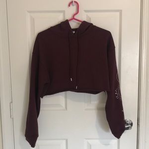 Forever 21 Cropped Maroon Hoodie